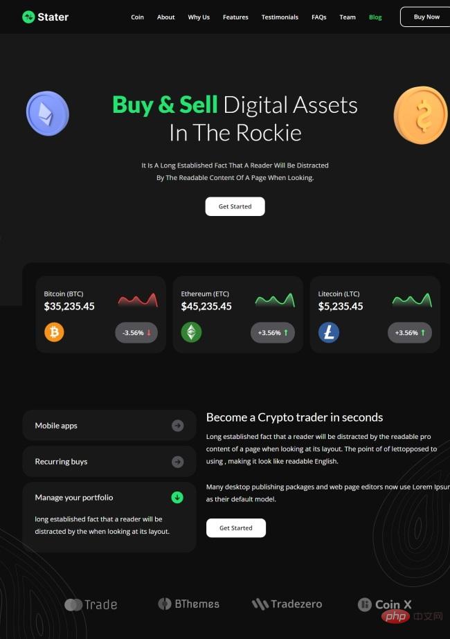 虚拟货币数字货币公司网站模板