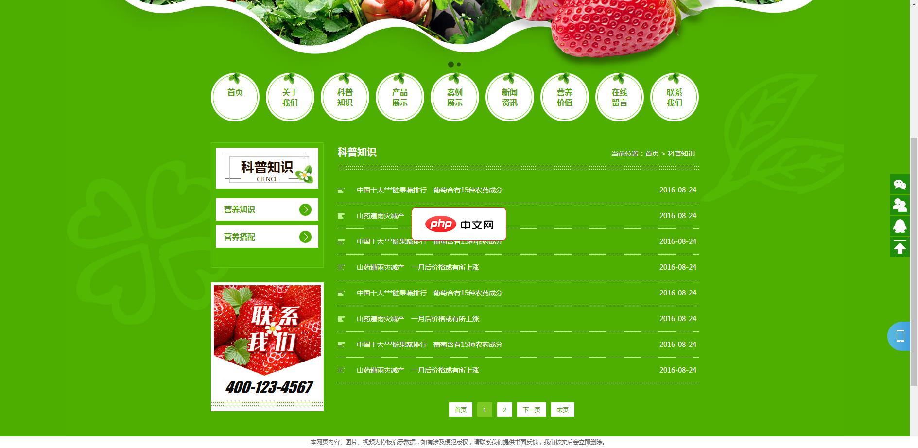 绿色水果蔬菜类模板(带手机端)1.4.2