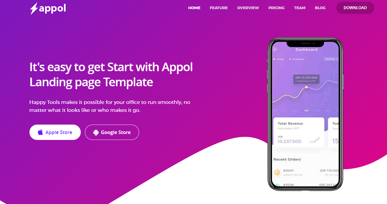 modèle de site Web d'application mobile bootstrap