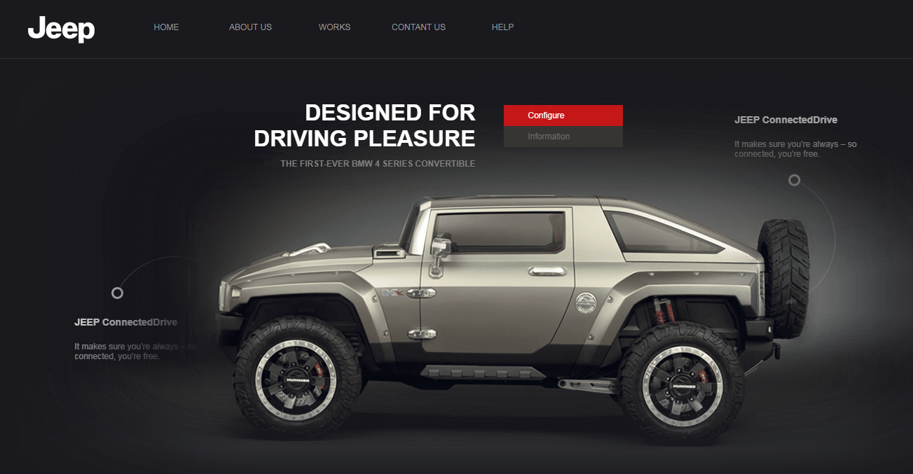 Black animated car official website template