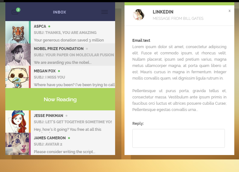 CSS3 multi-window mail reader