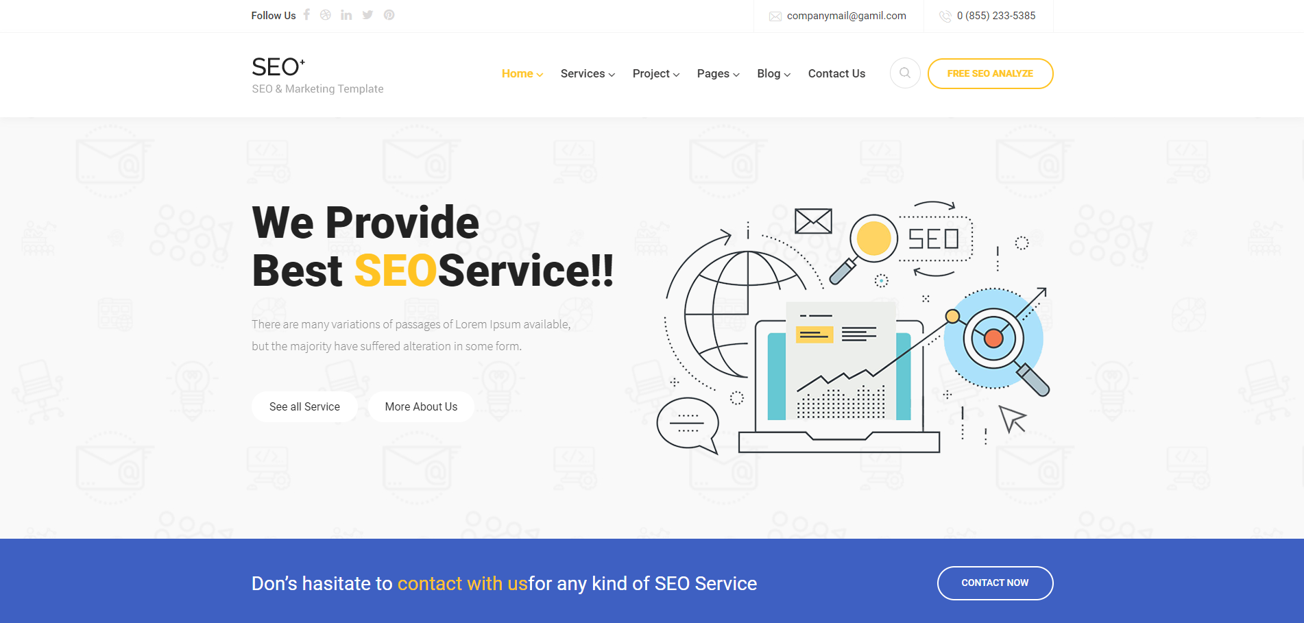 seo优化服务公司Bootstrap网站模板模板-SEO+