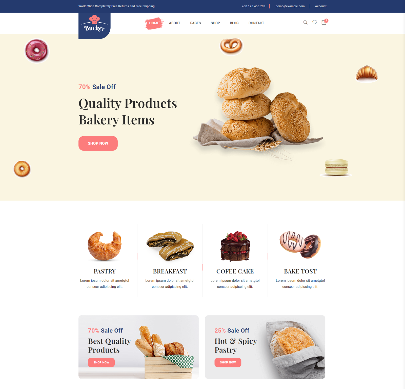 甜品面包店铺HTML电商模板