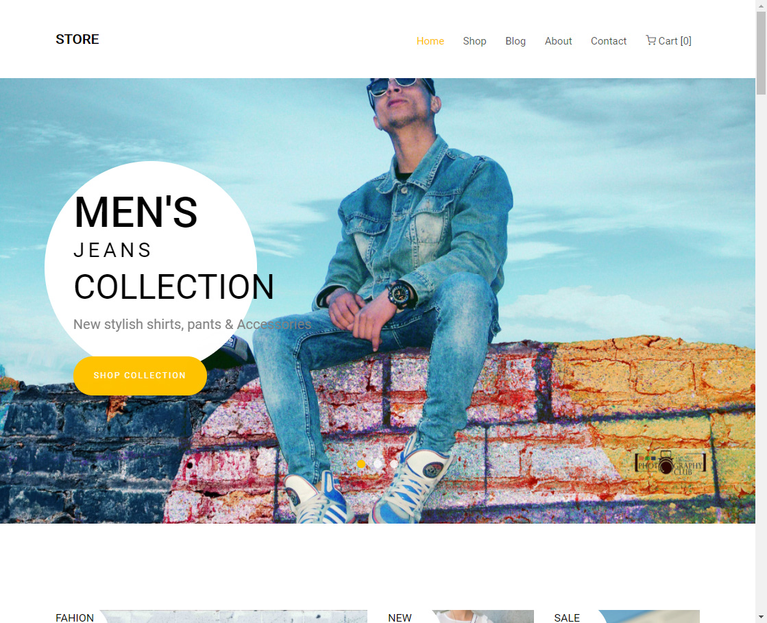 Yellow simple clothing mall responsive template-Store