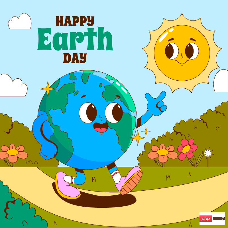 和太阳打招呼的地球设计世界地球日矢量素材(AI/EPS)
