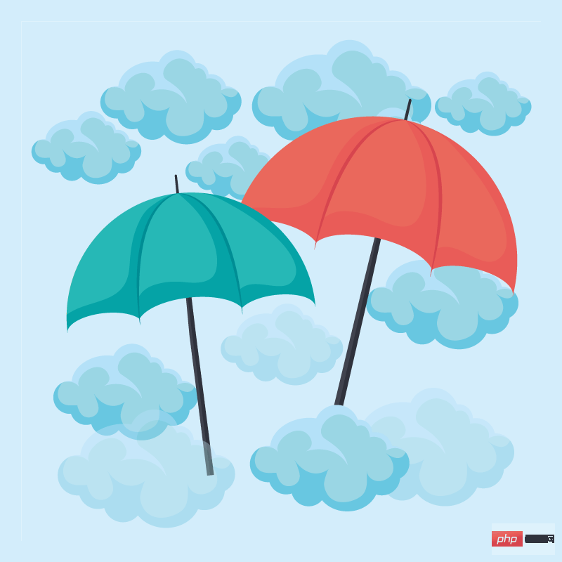 天空中的云朵和雨伞矢量素材(EPS)