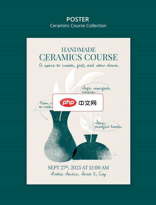 陶瓷陶艺课程宣传海报psd模板下载