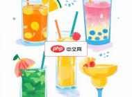 色彩缤纷矢量风格夏日冷饮插画