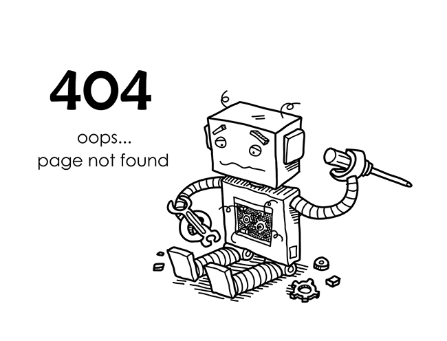 机器人404网页损坏设计矢量素材