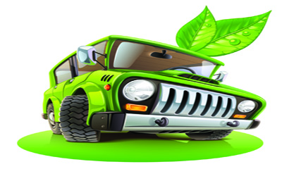 Green cartoon truck vector material