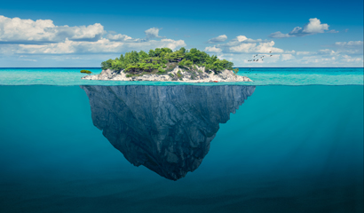 海面上的小岛和水下的倒影高清图片