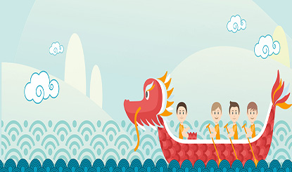 Dragon Boat Festival cartoon childlike hand-painted dragon boating banner