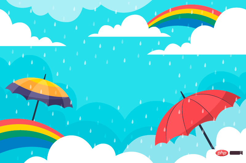 雨季天空中的彩虹和雨伞矢量素材(AI+EPS)
