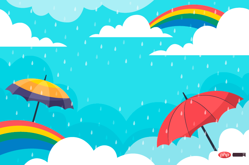 雨季天空中的彩虹和雨伞矢量素材(AI/EPS)