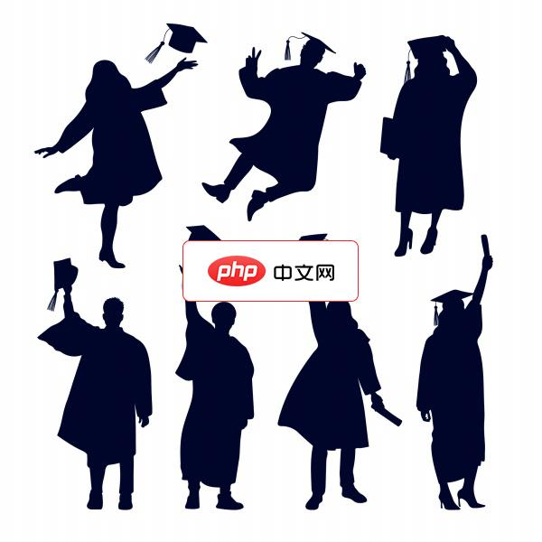 极简学士服剪影合集矢量素材