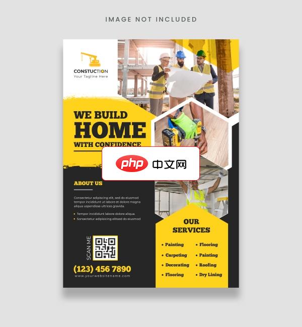 房屋建筑施工业务传单PSD模板下载