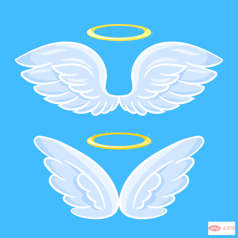 Angel wings vector material with golden halo ( AI/EPS/Free PNG)