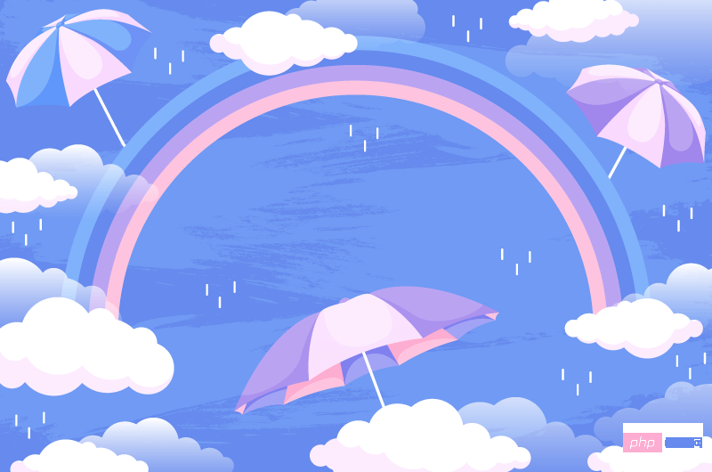 雨后彩虹和雨伞设计雨季背景矢量素材(AI/EPS)