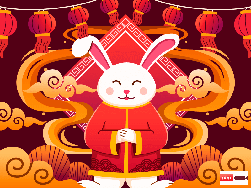 拜年的兔子设计兔年春节背景矢量素材(EPS)