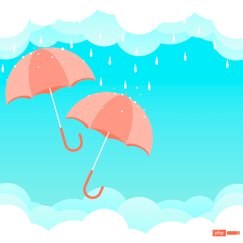 云层雨伞和雨滴设计雨季背景矢量素材(EPS)
