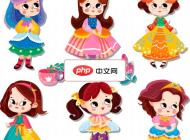卡通風(fēng)格多彩小女孩插畫集矢量