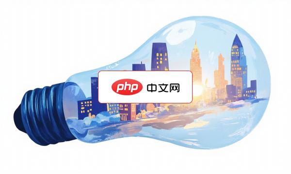 创意灯泡微型城市矢量插图