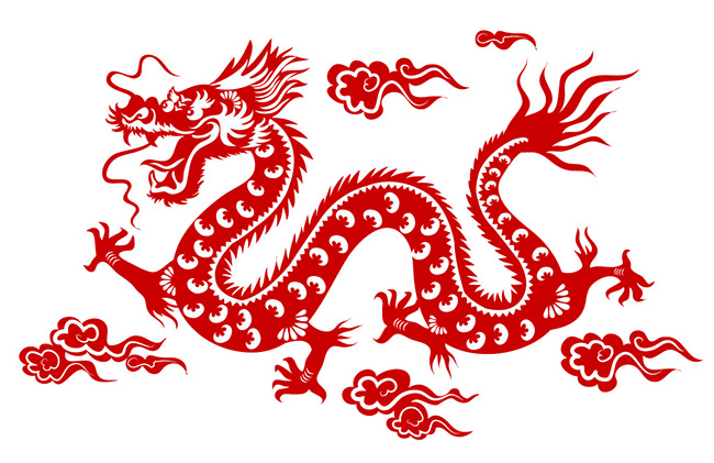Chinese dragon paper-cut vector material