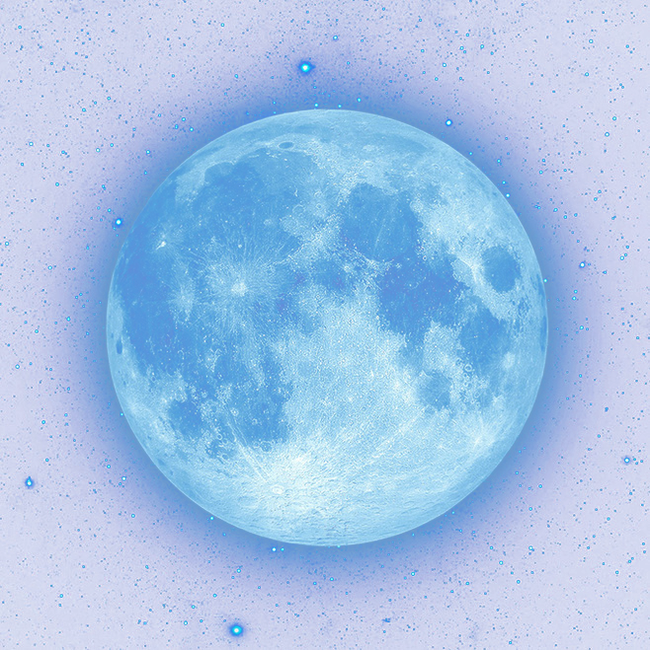 宁静泛光蓝色月亮PNG素材