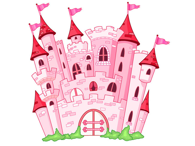 粉色城堡建筑矢量素材