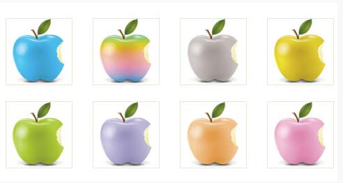 8个彩色苹果PNG图标