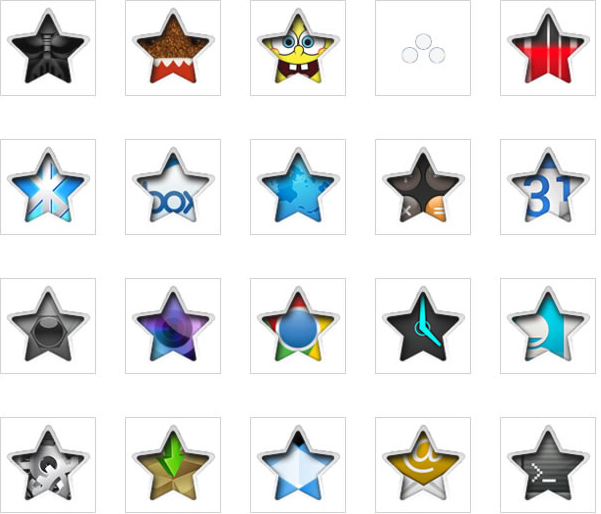 55种样式五角星风格软件系统图标