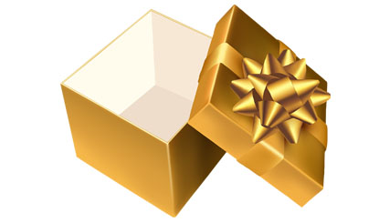 金色彩带礼物包装盒PNG素材