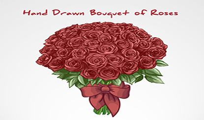 手绘红色玫瑰花束矢量素材