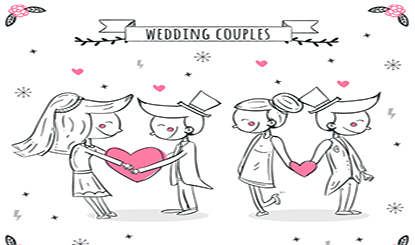 Hand drawn wedding couple vector material
