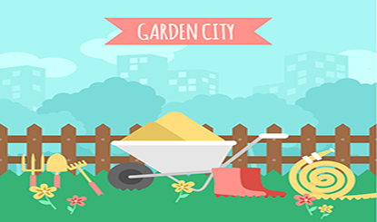 Creative garden city illustration vector material