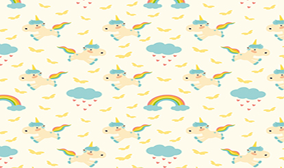 Cartoon rainbow and unicorn seamless background vector illustration