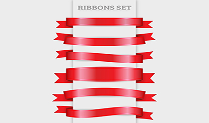Red ribbon banner vector material