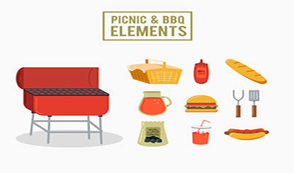 Creative barbecue picnic elements vector material