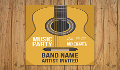 Creative guitar music party flyer vector
