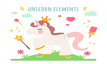 Cartoon white unicorn vector material