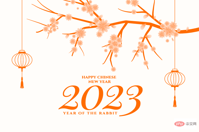 挂上灯笼的梅花树设计2023春节背景矢量素材(EPS)