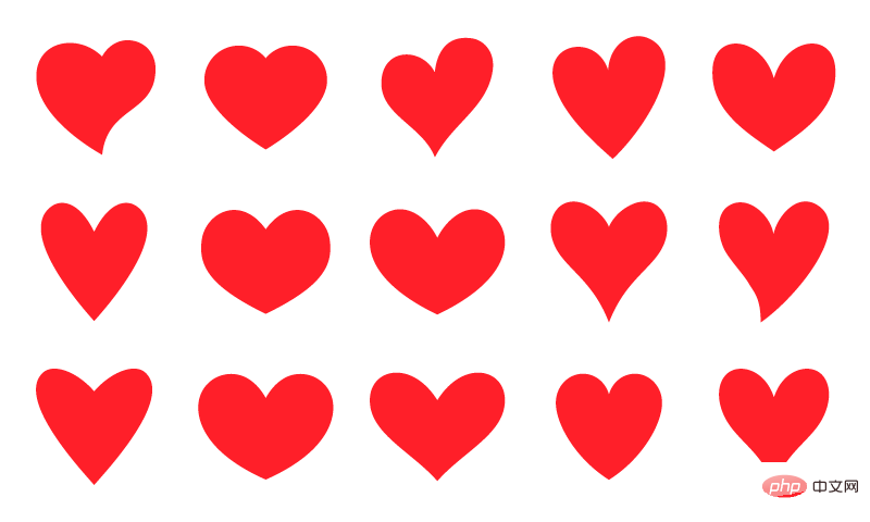15颗红色的爱心矢量素材(EPS+PNG)