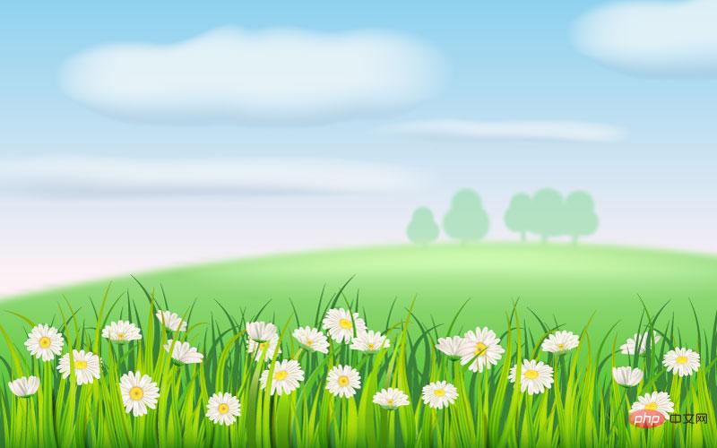 开满白色雏菊的田野设计春天背景矢量素材(EPS)