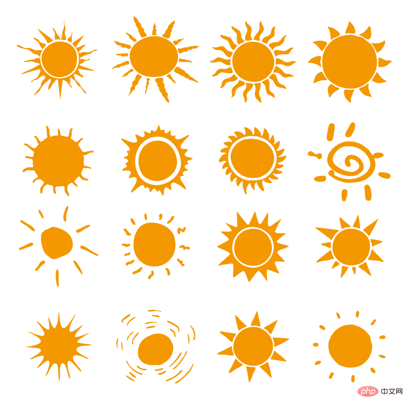 16个手绘风格的太阳矢量素材(EPS+PNG)