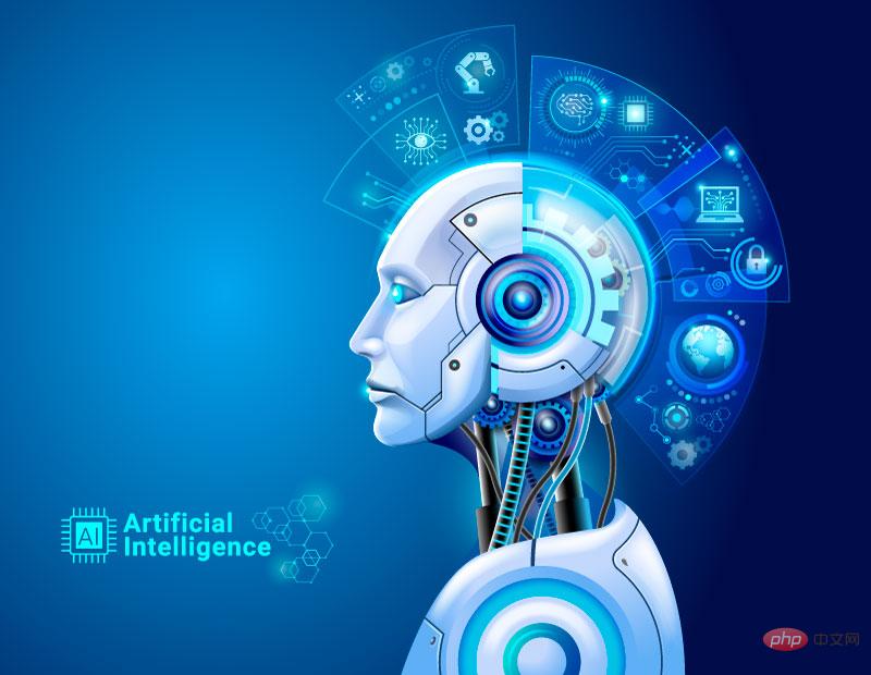 人工知能デジタル技術ロボットホログラフィック脳ビッグデータ分析ベクター素材 (EPS)