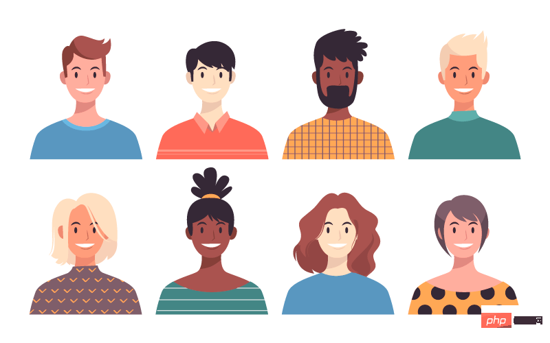 八个不同种族和肤色的人物头像矢量素材(AI+EPS+PNG)