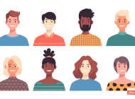 八个不同种族和肤色的人物头像矢量素材(AI+EPS+PNG)