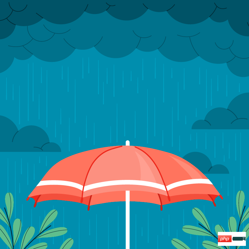 雨中的红雨伞设计雨季背景矢量素材(AI+EPS)