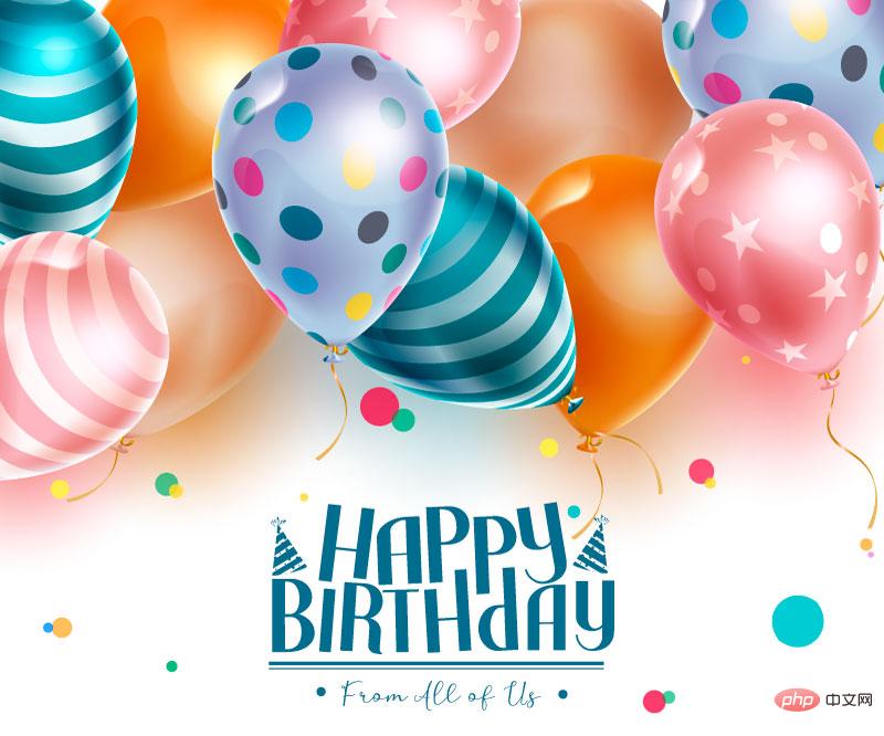 不同纹理的漂亮气球设计生日快乐背景图片矢量素材(EPS)
