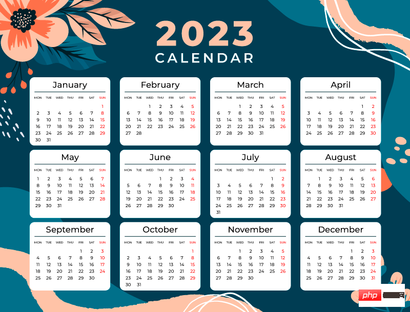 Flower background design 2023 calendar vector material (AI /EPS)